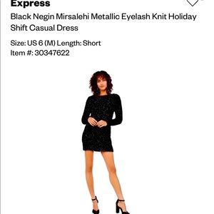 Black Negin Mirsalehi Metallic Eyelash Knit Dress size Medium